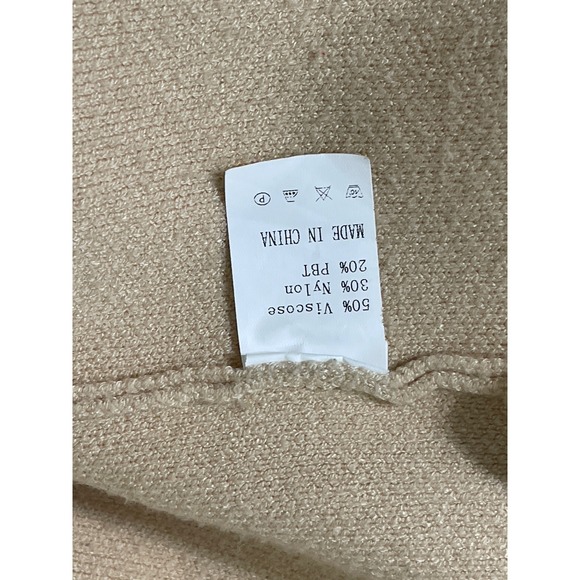 Womens Beige Knit Open Front Long Sleeve Cardigan Sweater Casual Minimalist M - Picture 6 of 7